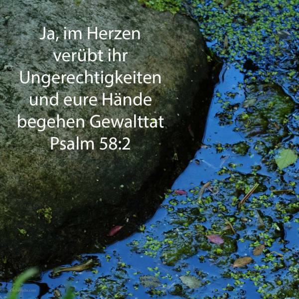 Ja, im Herzen übet ihr Ungerechtigkeiten, eurer Hände Gewalttat wäget ihr dar im Lande ( Psalm 58:2 )
