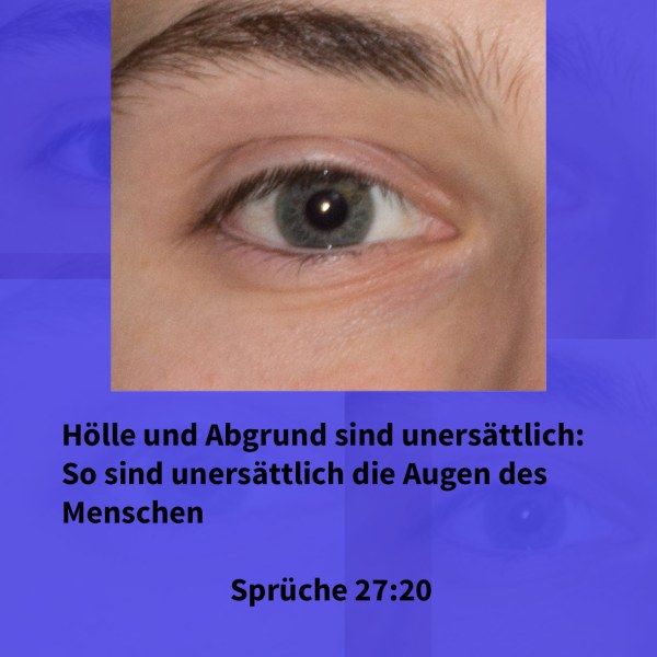 Scheol und Abgrund sind unersättlich: so sind unersättlich die Augen des Menschen ( Sprüche 27,20 )