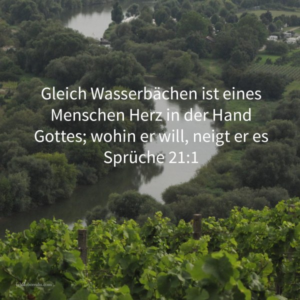 Gleiche Wasserbächen ist eines Königs Herz in der Hand Jehovas; wohin immer er will, neigt er es ( Sprüche 21,1 )