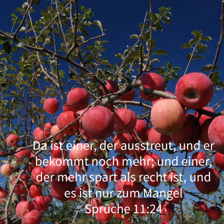 Da ist einer, der ausstreut, und er bekommt noch mehr; und einer, der mehr spart als recht ist, und es ist nur zum Mangel ( Sprüche 11,24)