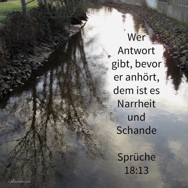 Wer Antwort gibt, bevor er anhört, dem ist es Narrheit und Schande ( Sprüche 18,13 )