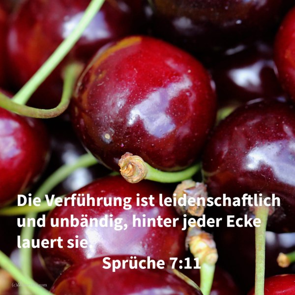 Die Verführung ist leidenschafltich und unbändig, ihre Füße bleiben nicht in ihrem Hause; bald ist sie draußen, bald auf den Straßen, und neben jeder Ecke lauert sie ( Spr 7:11 )