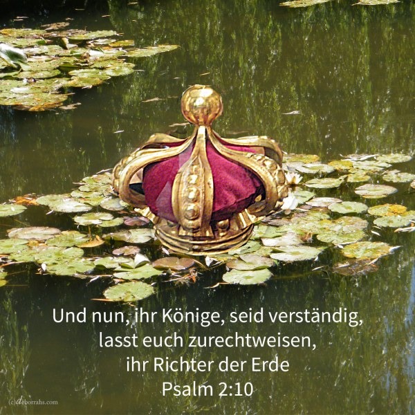 Und nun, ihr Könige, seid verständig, lasst euch zurechtweisen, ihr Richter der Erde ( Psalm 2,10 )