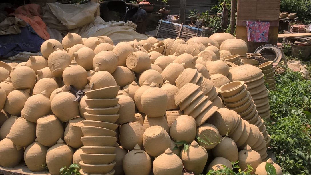 Getöpferte Tontöpfe